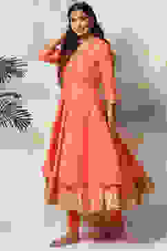 Coral Art Silk Anarkali Kurta Churidar Set image number 3