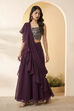 Wine Nylon Gathered Saree image number 2