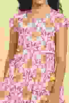 White Cotton Flared Printed Suit Set image number 1