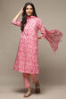 White & Blue Rayon Gathered Kurta Pants Suit Set image number 0