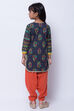 Navy Blue Cotton Straight Kurta Salwar Suit Set image number 4
