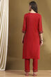 Yellow Embroidered Festive Straight Suit Set image number 4