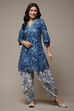 Indigo Cotton Straight Kurta Cross Yoke Salwar 2 Piece Set image number 0