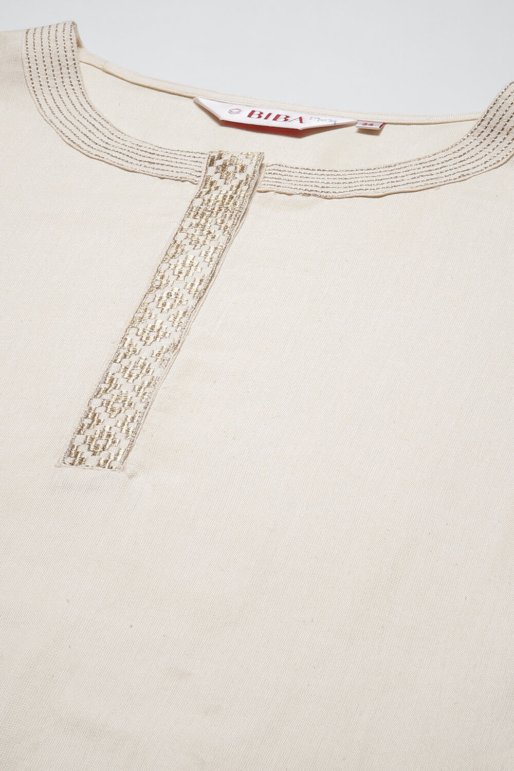 Beige LIVA Straight Kurta image number 5