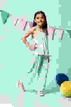 Turquoise Viscose Straight 2 Piece Set image number 5