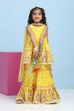 Yellow Cotton Printed Peplum Suit Set image number 0