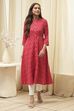 Marron Cotton Short Yarndyed Kurti image number 5