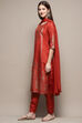 Teal Viscose Straight Kurta Regular Pants Suit Set image number 4