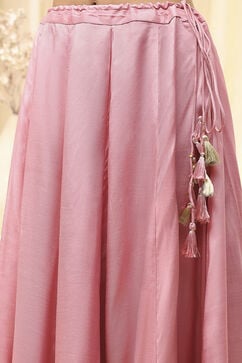 Powder Pink Viscose Front Open Suit Set image number 2