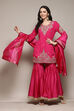 Fuchsia Viscose Blend Straight Kurta Garara Suit Set image number 0