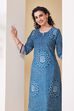 Teal Cotton Straight Kurta image number 6