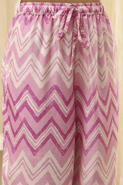 Pink and White Cotton Straight Suit Set image number 2
