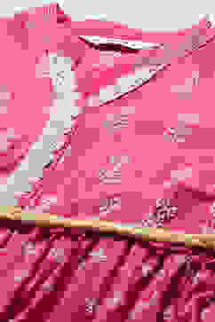 Pink Cotton Tiered Dress Embroidered Dress image number 1