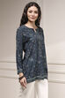 Indigo Polyester Straight Printed Short Kurta image number 4