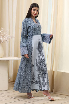 Blue & White Jalabiya Kaftan image number 4