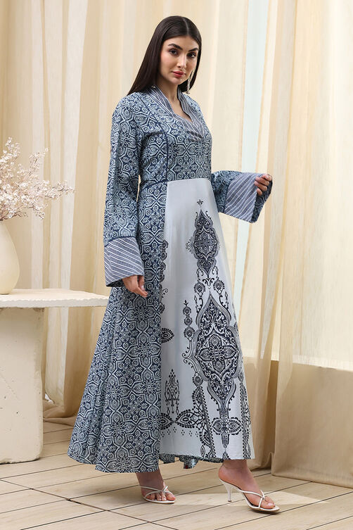 Blue & White Jalabiya Kaftan image number 4