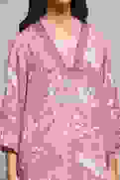 Pink Floral Printed Asymmetric Suit Set image number 1