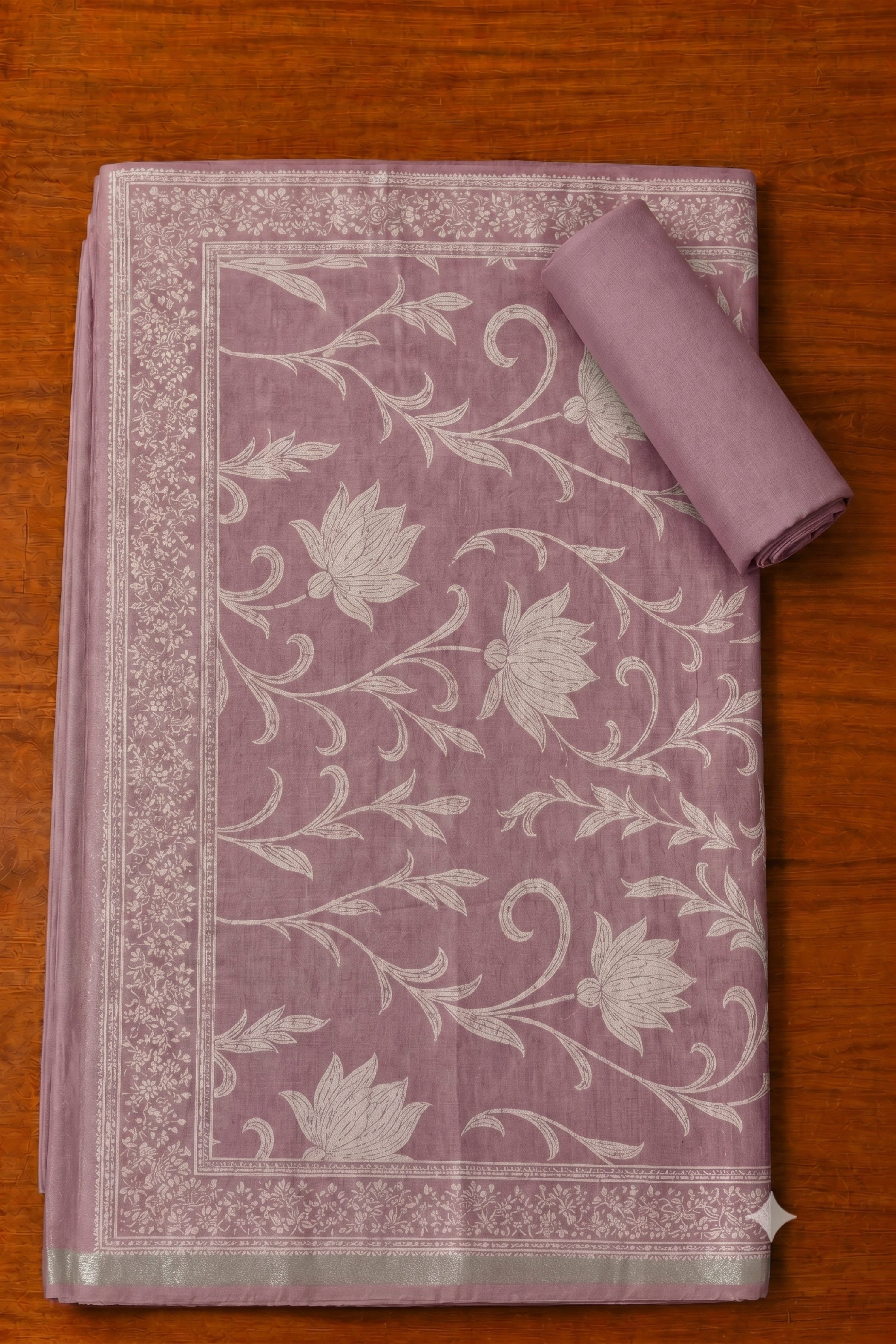 Peach Linen Modern Print Unstitched Suit Set image number 3