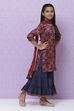 Rust Art Silk Girls Straight Kurta Sharara Suit Set image number 6