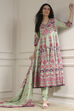 Light Pink Cotton Printed Anarkali Suit Set image number 0