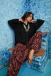 Black Rayon Asymmetric Kurta Set
