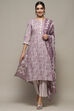 Blue Cotton Unstitched Suit Set image number 1