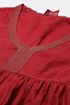 Red Flared Poly Modal Fusion Wear 2 Piece Set image number 1
