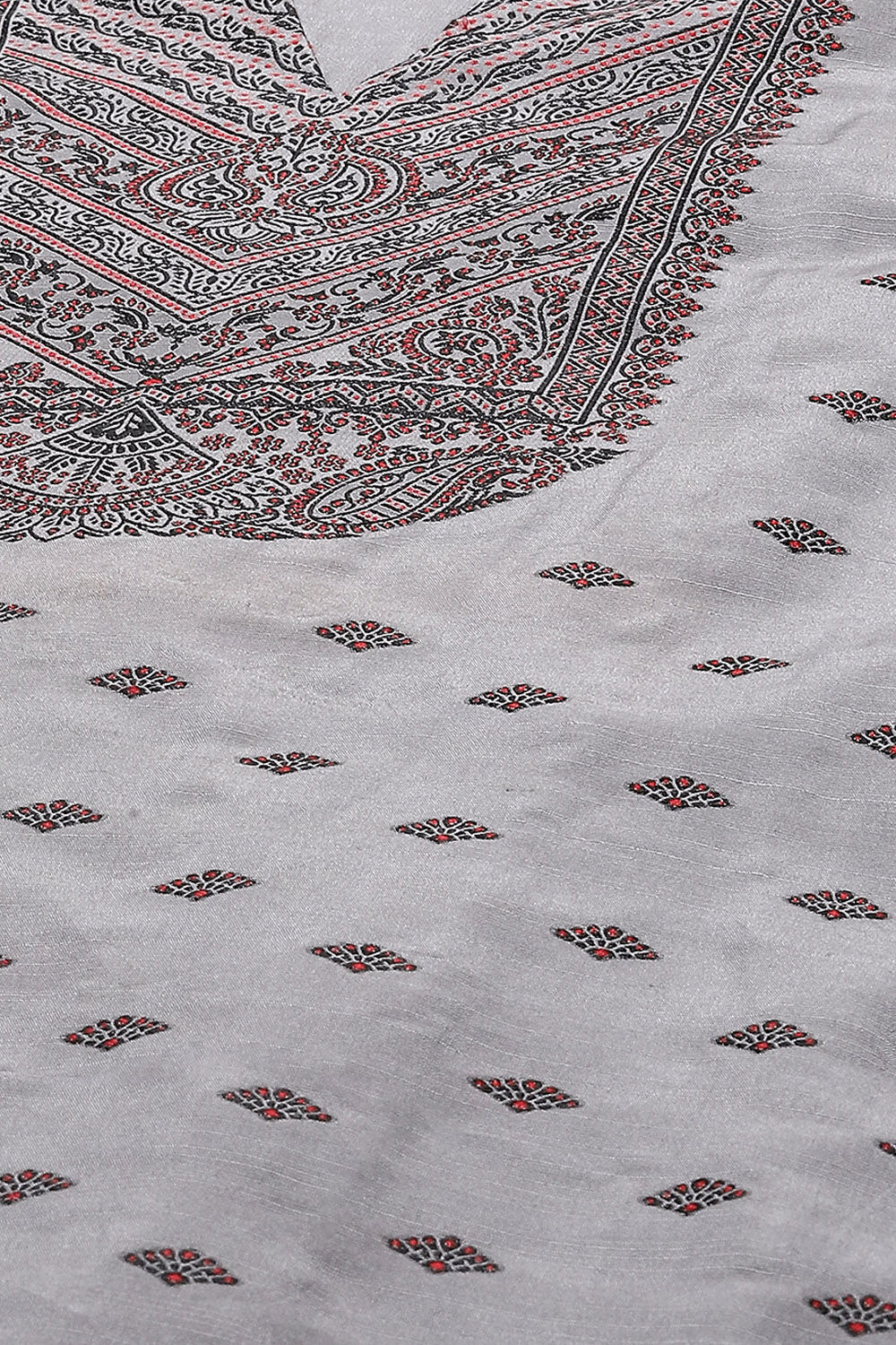 Sky Blue Chanderi Unstitched Suit Set image number 2