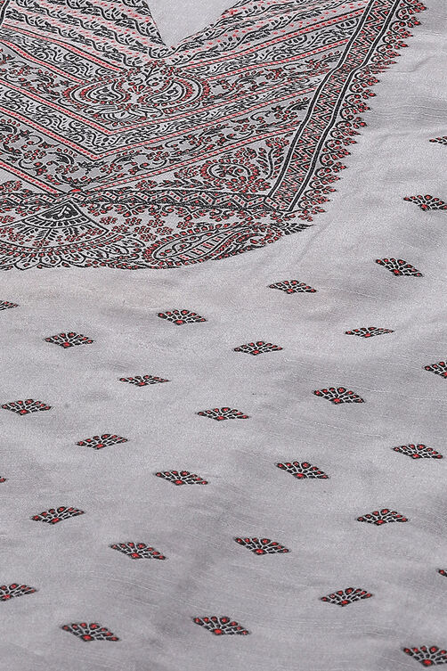 Sky Blue Chanderi Unstitched Suit Set image number 2