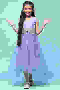 Blue Polyester Gathered Solid Dress image number 0