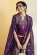 Purple Royal Silk Yoke Design Fusion Set image number 1