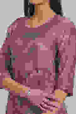 Lavender Floral Printed Straight Kurta Set image number 1