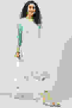 Turquoise Rayon Straight Printed Kurta image number 5