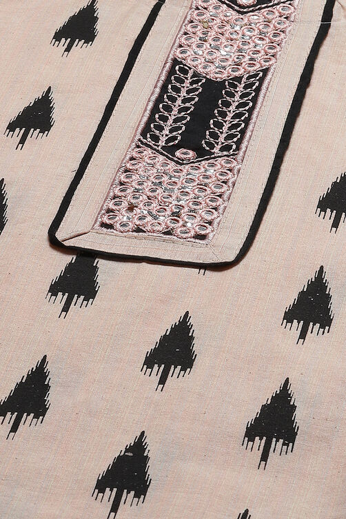 Peach Cotton Unstitched Suit Set image number 1