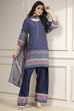 Blue Printed Straight Suit Set image number 0