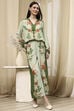 Green Viscose Blend Straight Printed Fusion Set image number 0
