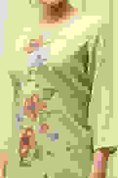 Green Linen Hand Painted Unstitched Suit Set image number 2