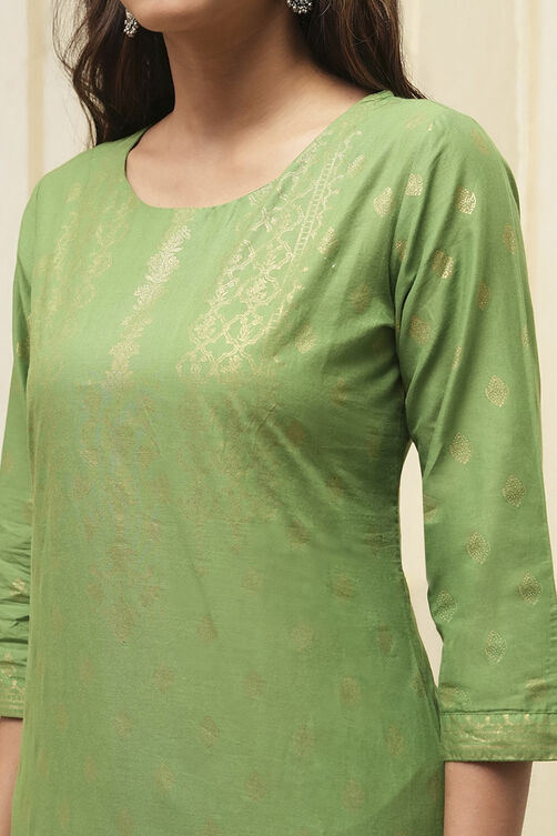 Blue Cotton Straight Kurta Palazzo Suit Set image number 1