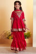 Red Ethnic Motifs Garara Kurta Set image number 6