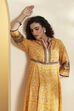 Yellow Cotton Anarkali Kurta Pants Set image number 1