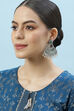 Oxidised Green Brass Earrings image number 3