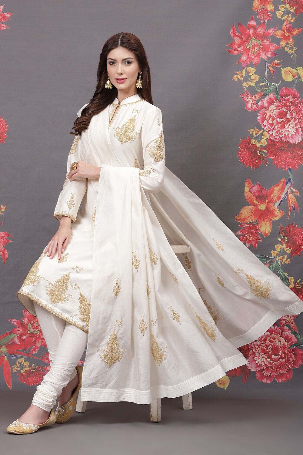 Rohit Bal Yellow Cotton Silk Straight Yarndyed Suit Set image number 7