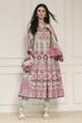 Light Pink Cotton Printed Anarkali Suit Set image number 6