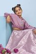 Lilac Polyester Flared Lehenga Set image number 6