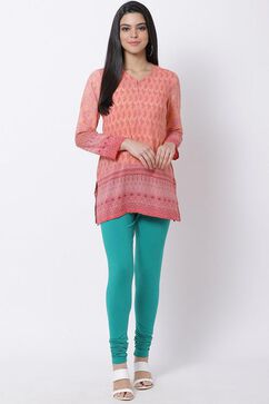 Green Cotton Lycra Churidar image number 3