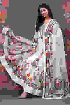 Rohit Bal Ivory Cotton Silk Anarkali Printed Suit Set image number 7