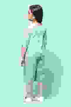 Turquoise Cotton Straight Printed Kurta Set image number 4