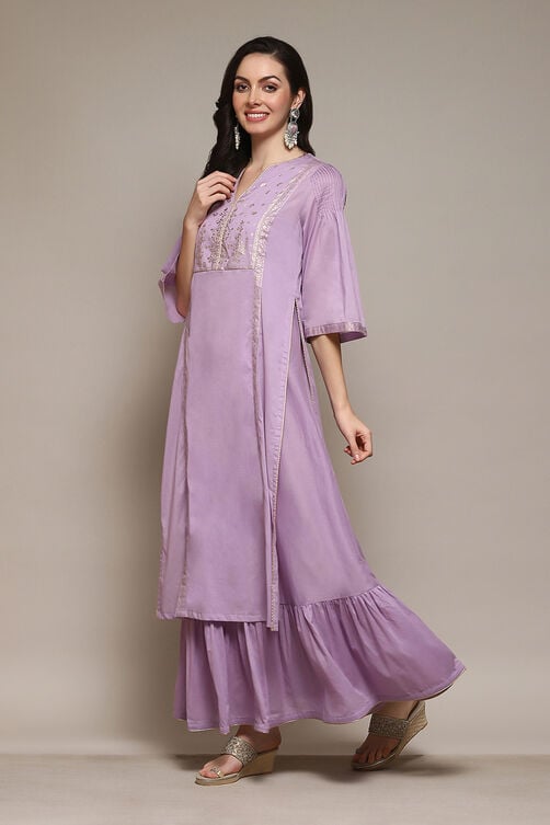 Green Cotton Flared Printed Kurta image number 3
