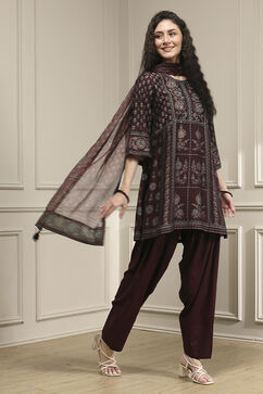 Brown Printed Straight Suit Set image number 5
