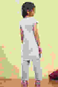 Lavender Cotton Straight Printed Kurta Pants Set image number 4